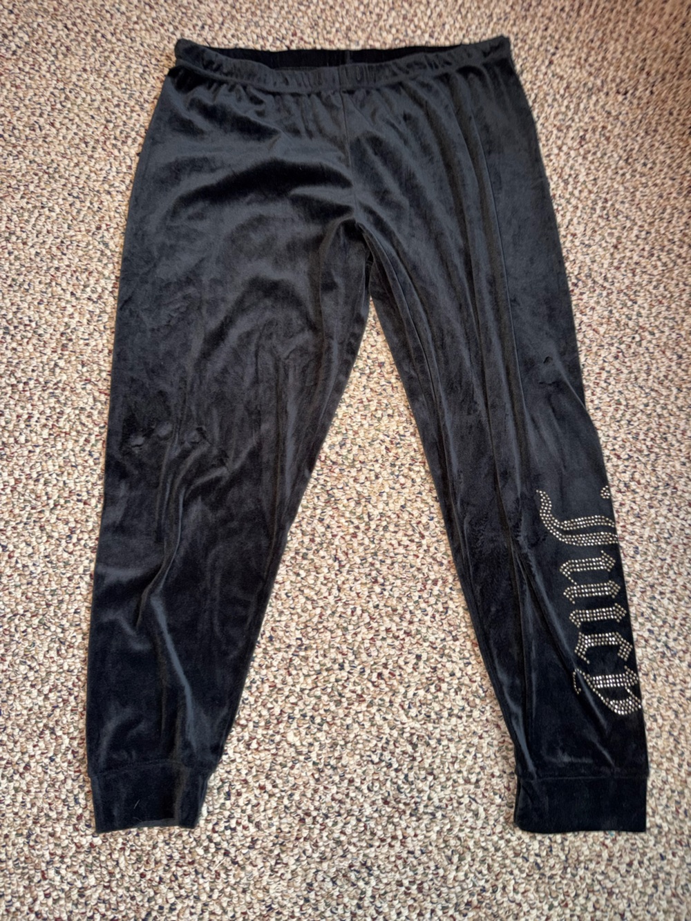 Juicy Couture Black Velour Pants with Pink Brand Tag